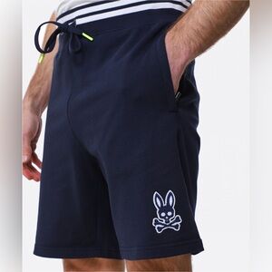 Psycho Bunny Shorts 3XL Mens Liam Cotton Drawstring Sweat Shorts Navy/White